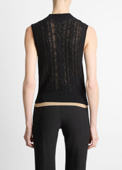 Cable Cotton-Blend Double-Layer Shell in Sweaters | Vince Online