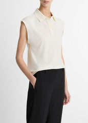 Matte Jersey Cap-Sleeve Polo Top in Shirts & Tees | Vince discount