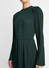 Pleated Satin Long-Sleeve Dress in Dresses & Skirts | Vince near me