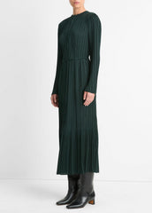 Pleated Satin Long-Sleeve Dress in Dresses & Skirts | Vince near me