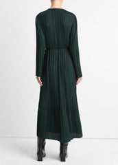 Pleated Satin Long-Sleeve Dress in Dresses & Skirts | Vince near me