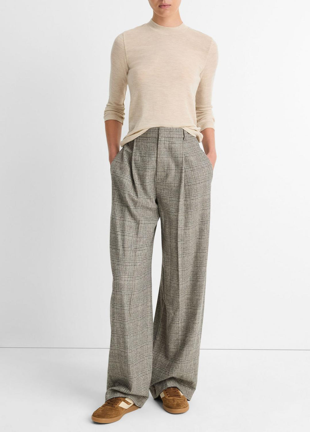 Wool Three-Quarter-Sleeve Mock-Neck Top in Shirts & Tees | Vince on sale