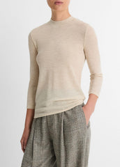 Wool Three-Quarter-Sleeve Mock-Neck Top in Shirts & Tees | Vince on sale