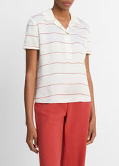 Knit-Collar Striped Silk Polo Shirt in Shirts & Tees | Vince on sale