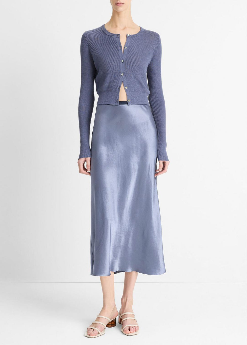 Contrast-Waistband Satin Bias Skirt in Dresses & Skirts | Vince discount
