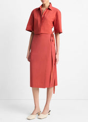 Cotton-Blend Straight Wrap Skirt in Dresses & Skirts | Vince for sale