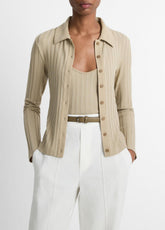 Ribbed Collared Long-Sleeve Button-Front Top in Shirts & Tees | Vince near me