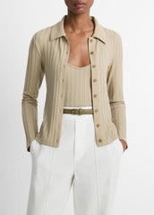 Ribbed Collared Long-Sleeve Button-Front Top in Shirts & Tees | Vince near me