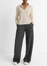 Wool Relaxed Long-Sleeve Polo Shirt in Shirts & Tees | Vince outlet
