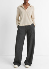 Wool Relaxed Long-Sleeve Polo Shirt in Shirts & Tees | Vince outlet