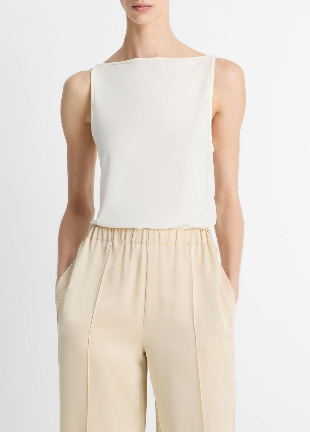 Matte Jersey Boat-Neck Tank in Shirts & Tees | Vince US