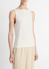 Matte Jersey Boat-Neck Tank in Shirts & Tees | Vince US