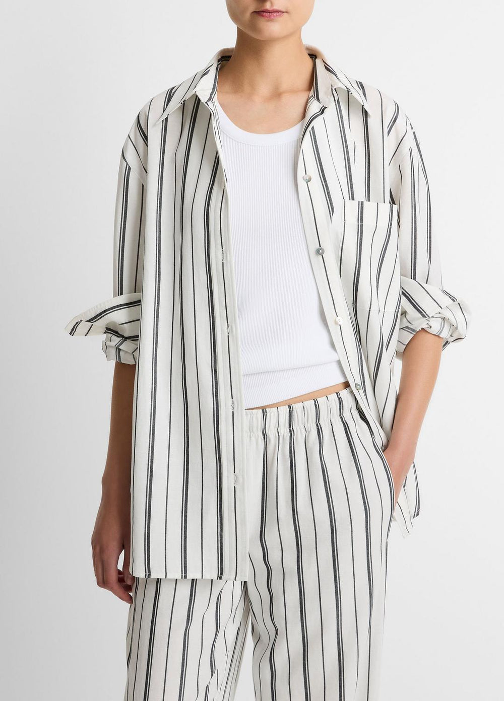 Resort Stripe Oversized Button-Front Shirt in Long Sleeve | Vince sale