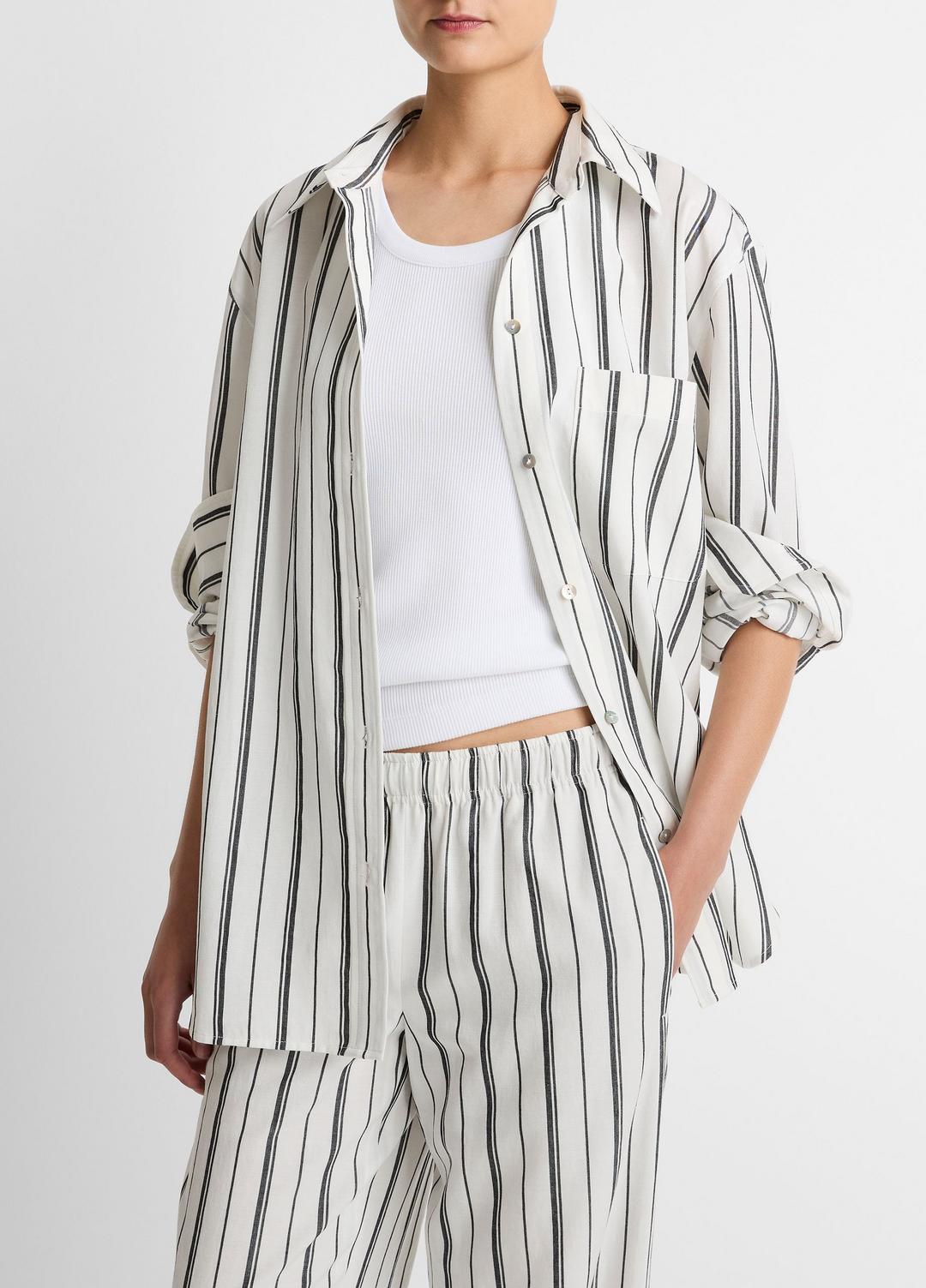 Resort Stripe Oversized Button-Front Shirt in Long Sleeve | Vince sale