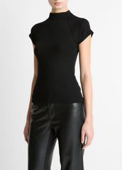 Wool Raglan Cap-Sleeve Mock-Neck Top in Short Sleeve | Vince for sale