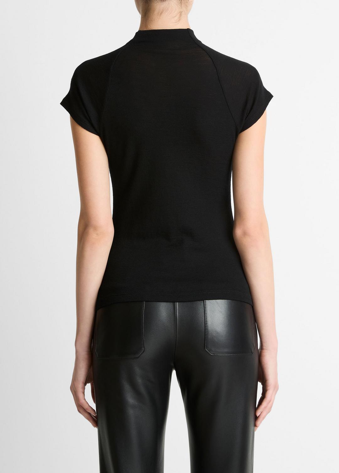 Wool Raglan Cap-Sleeve Mock-Neck Top in Short Sleeve | Vince for sale