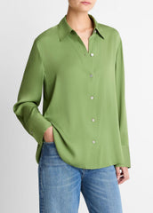 Stretch-Silk Button-Front Blouse in Long Sleeve | Vince on sale