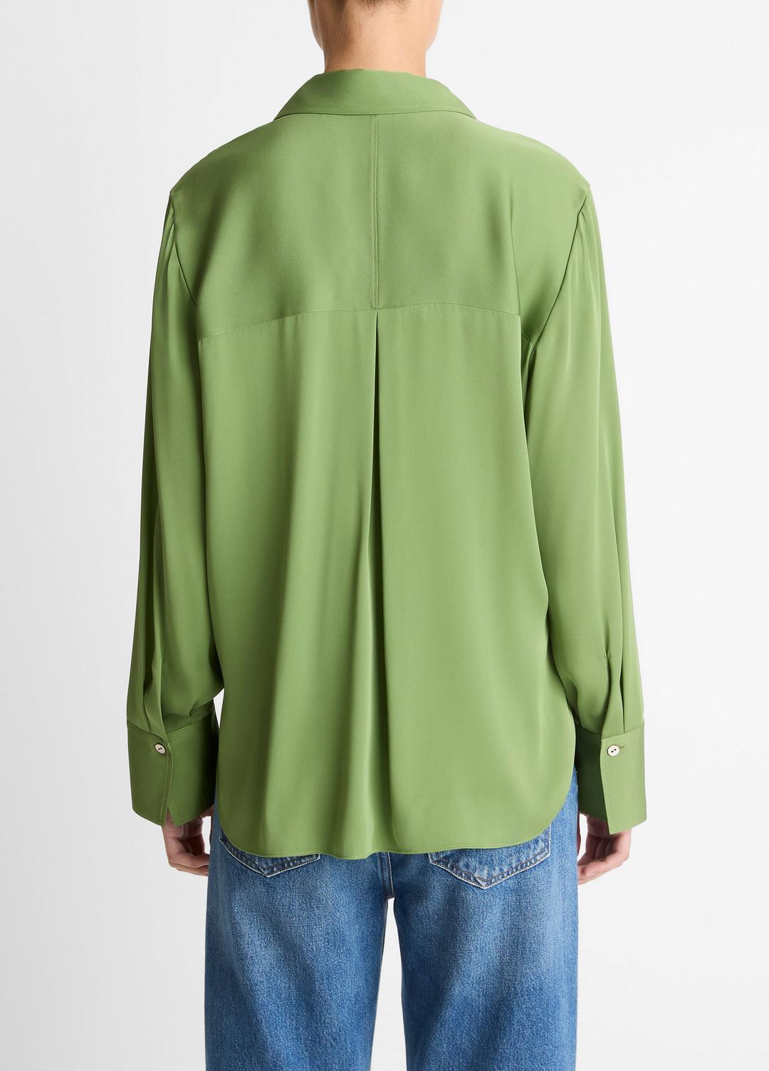 Stretch-Silk Button-Front Blouse in Long Sleeve | Vince on sale