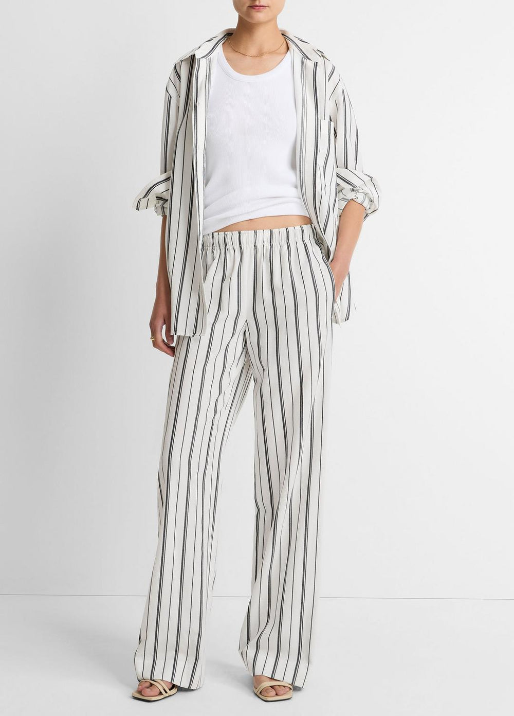 Resort Stripe Pull-On Pant in Wide Leg | Vince outlet