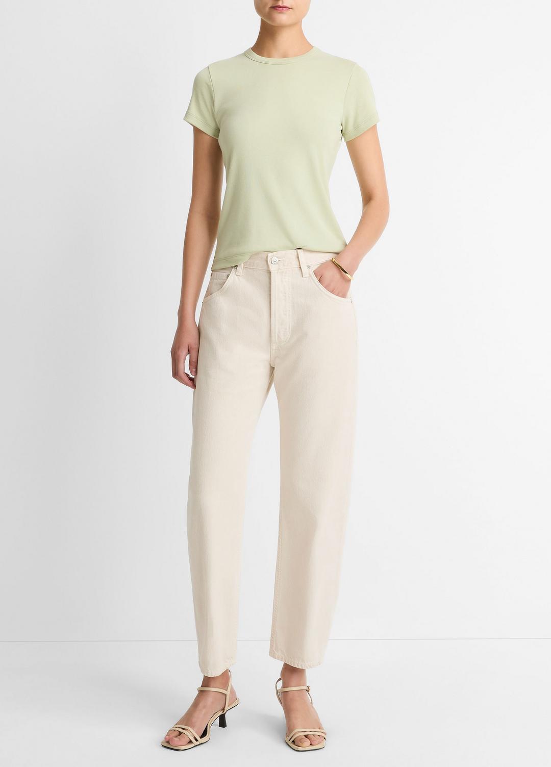 Pima Cotton-Blend '90s Shrunken T-Shirt in Short Sleeve | Vince US