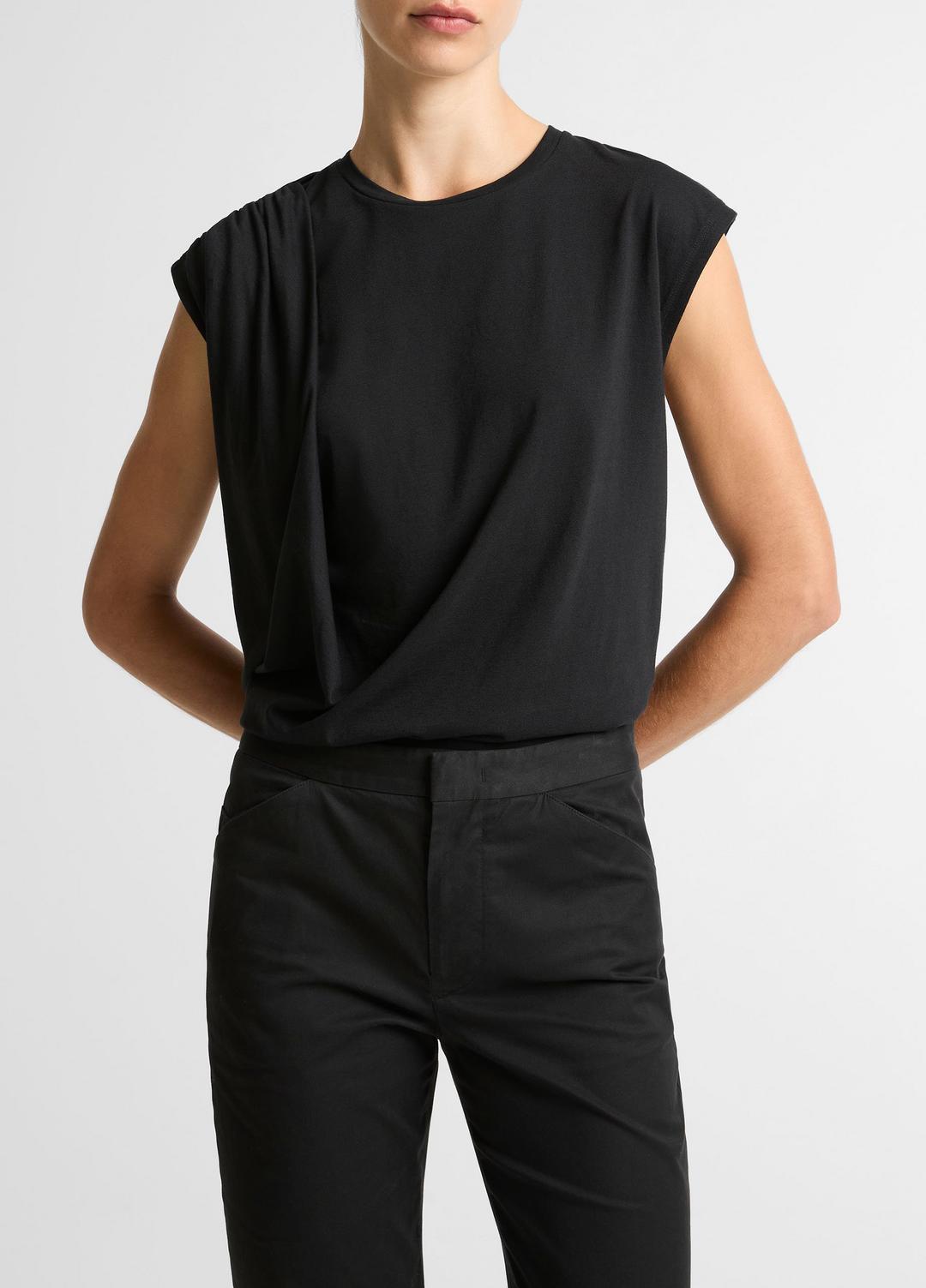 Pima Cotton-Blend Draped Relaxed Top in Tank Tops | Vince Online