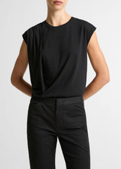 Pima Cotton-Blend Draped Relaxed Top in Tank Tops | Vince Online