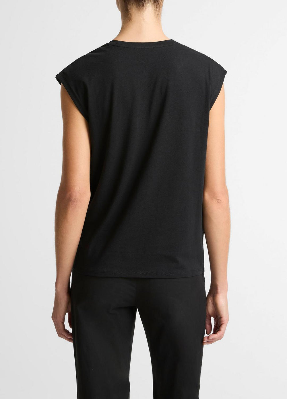 Pima Cotton-Blend Draped Relaxed Top in Tank Tops | Vince Online