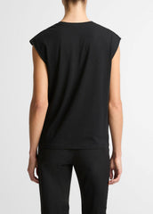 Pima Cotton-Blend Draped Relaxed Top in Tank Tops | Vince Online