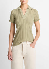 Ribbed Cotton-Blend Polo Shirt in Short Sleeve | Vince discount