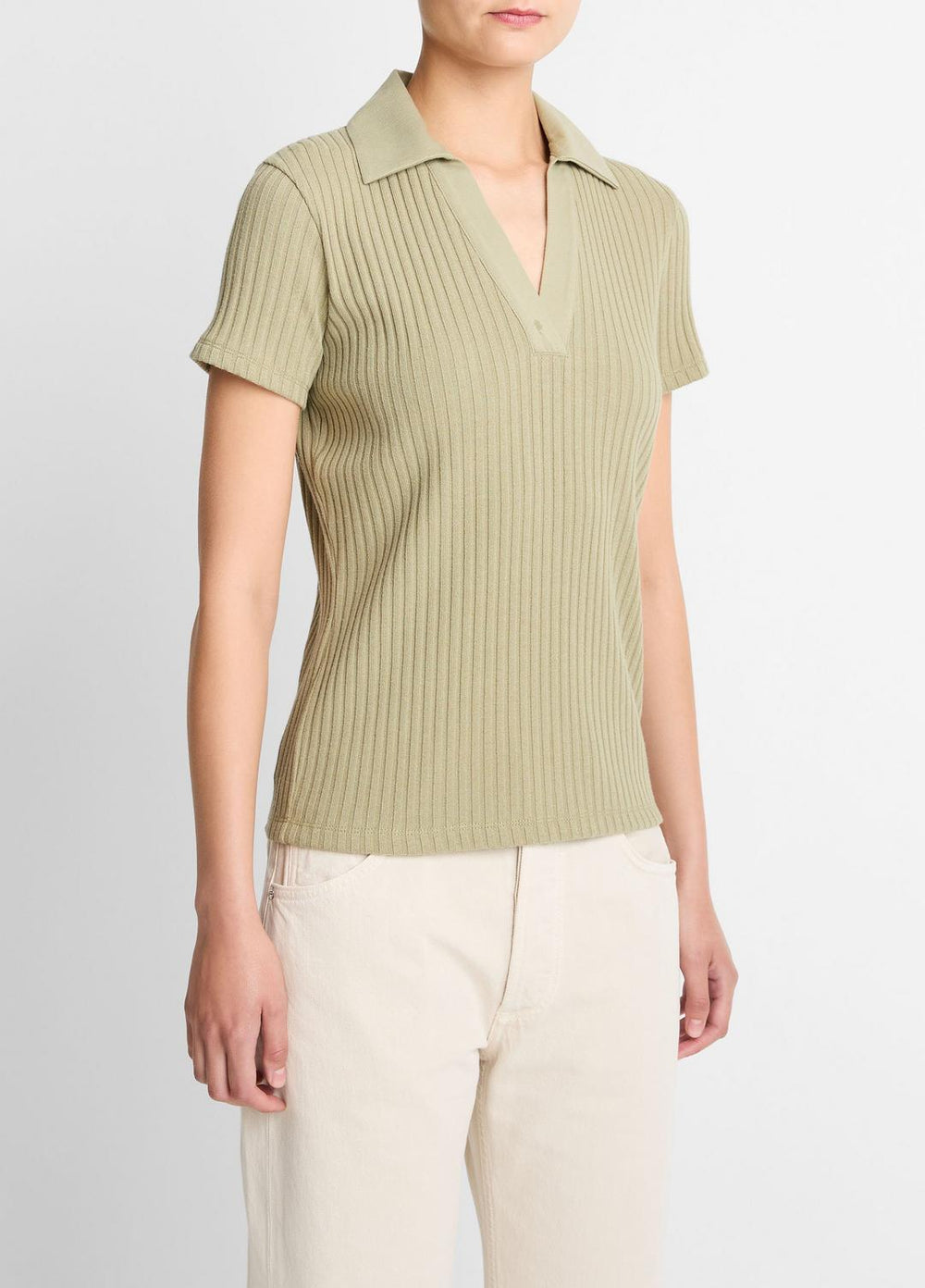 Ribbed Cotton-Blend Polo Shirt in Short Sleeve | Vince discount
