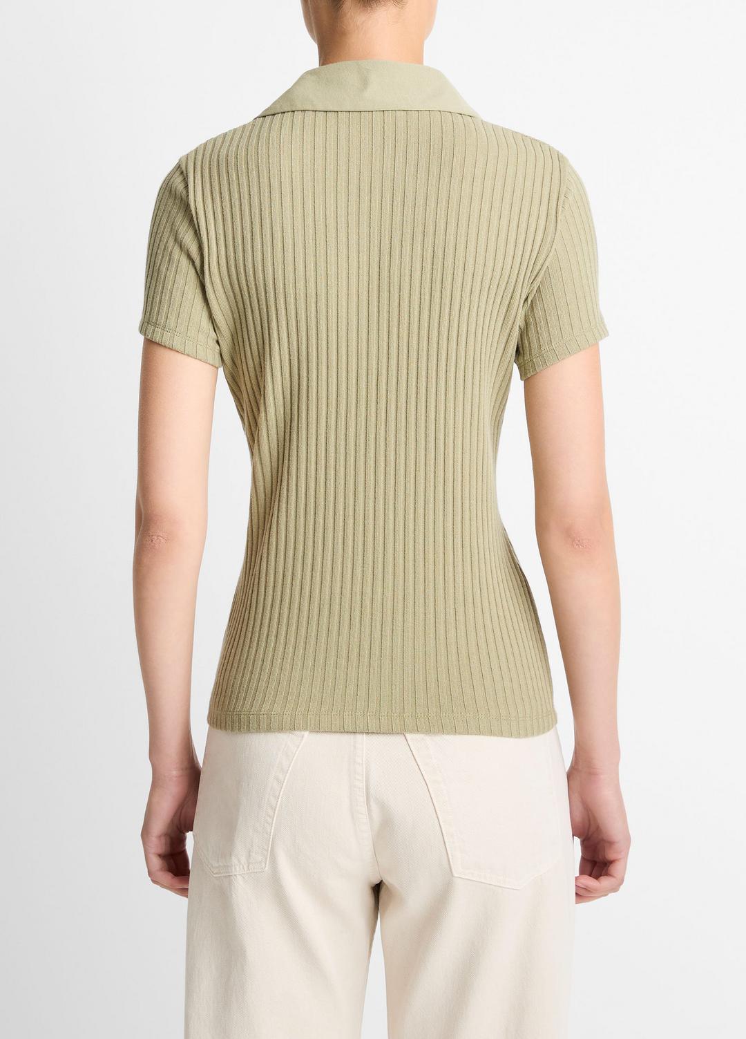 Ribbed Cotton-Blend Polo Shirt in Short Sleeve | Vince discount