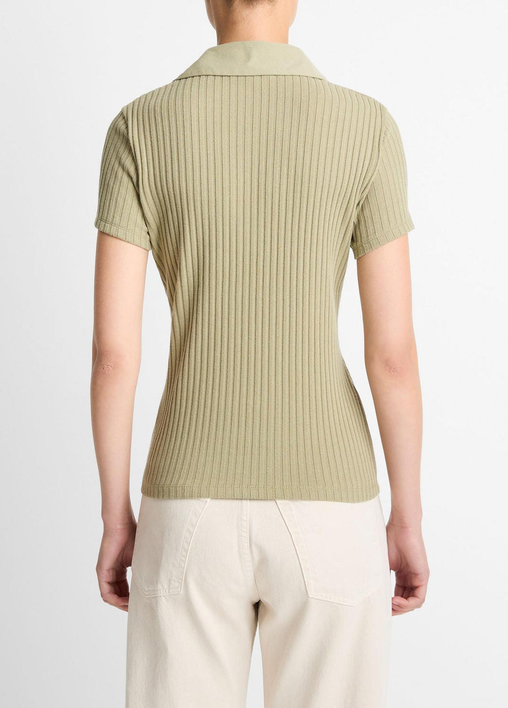 Ribbed Cotton-Blend Polo Shirt in Short Sleeve | Vince discount