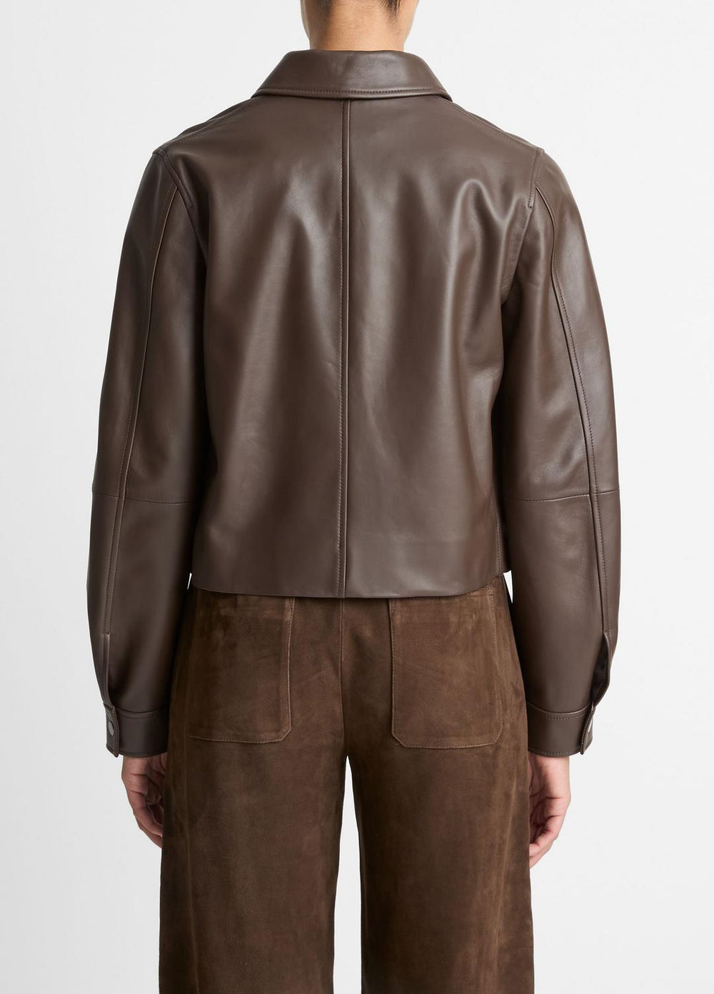 Leather Cropped Zip-Front Jacket in Leather Jackets | Vince near me
