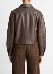 Leather Cropped Zip-Front Jacket in Leather Jackets | Vince near me