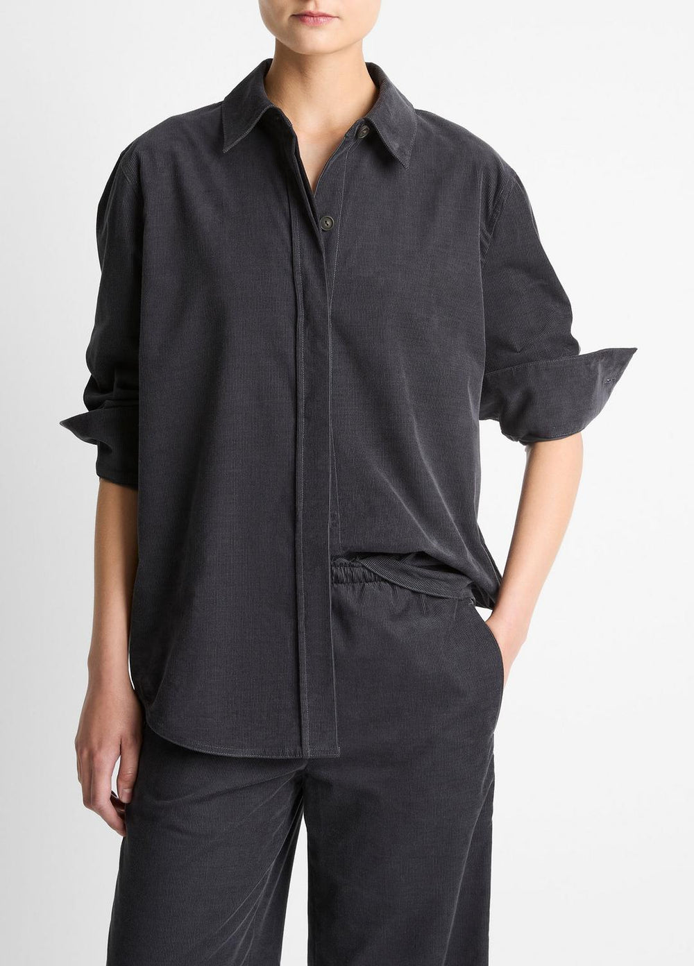 Cotton Corduroy Oversized Shirt in Long Sleeve | Vince discount