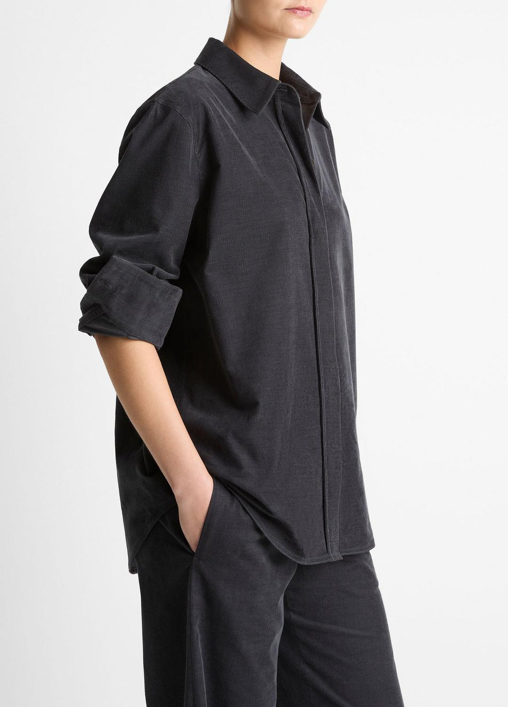 Cotton Corduroy Oversized Shirt in Long Sleeve | Vince discount