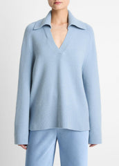 Wool & Cashmere-Blend Oversized Polo Sweater in V-Neck | Vince near me