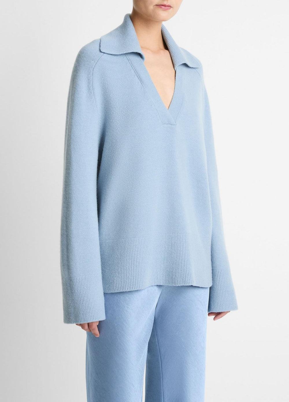 Wool & Cashmere-Blend Oversized Polo Sweater in V-Neck | Vince near me