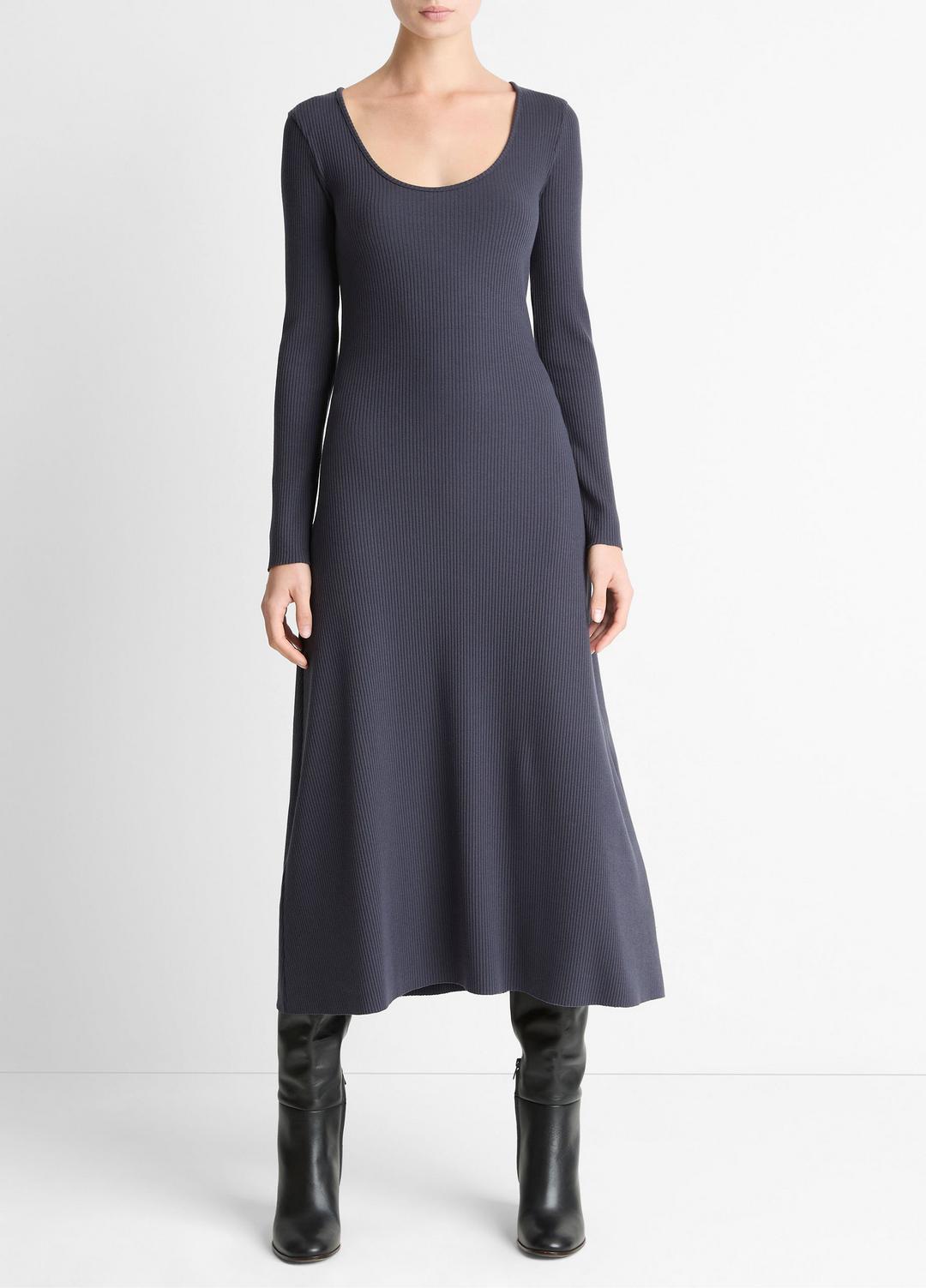 Ribbed Cotton-Blend Scoop-Neck Dress in Dresses | Vince near me