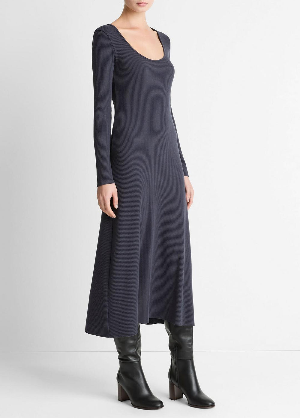 Ribbed Cotton-Blend Scoop-Neck Dress in Dresses | Vince near me