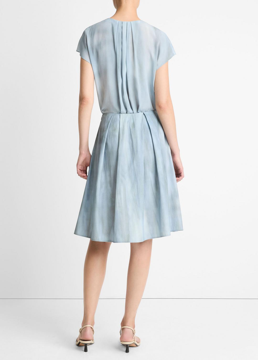 Washed Ombré Cotton Pleated Knee Skirt in Skirts | Vince outlet