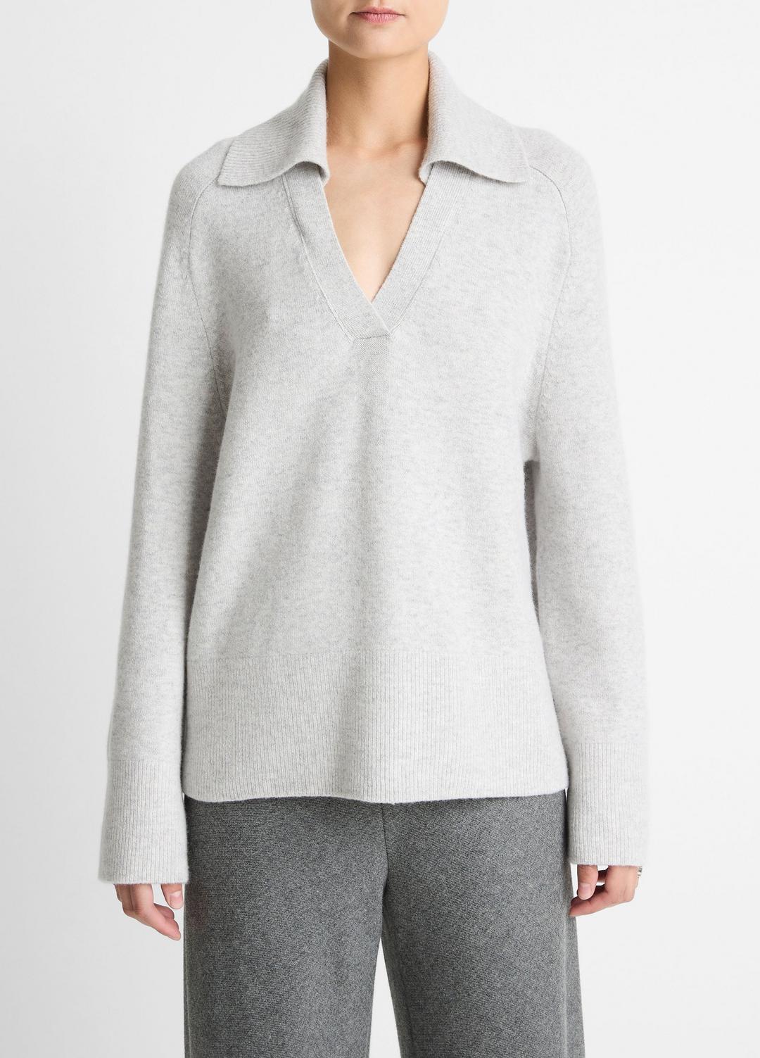 Wool & Cashmere-Blend Oversized Polo Sweater in V-Neck | Vince for sale