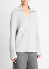 Wool & Cashmere-Blend Oversized Polo Sweater in V-Neck | Vince for sale