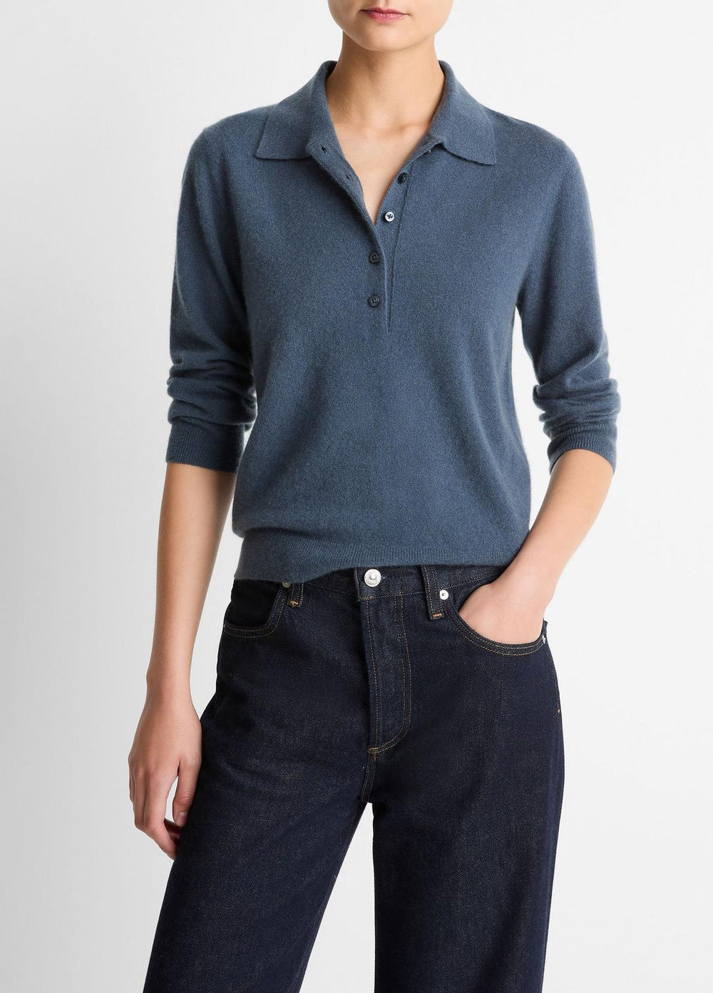 Cashmere-Silk Polo Sweater in Cashmere | Vince on sale