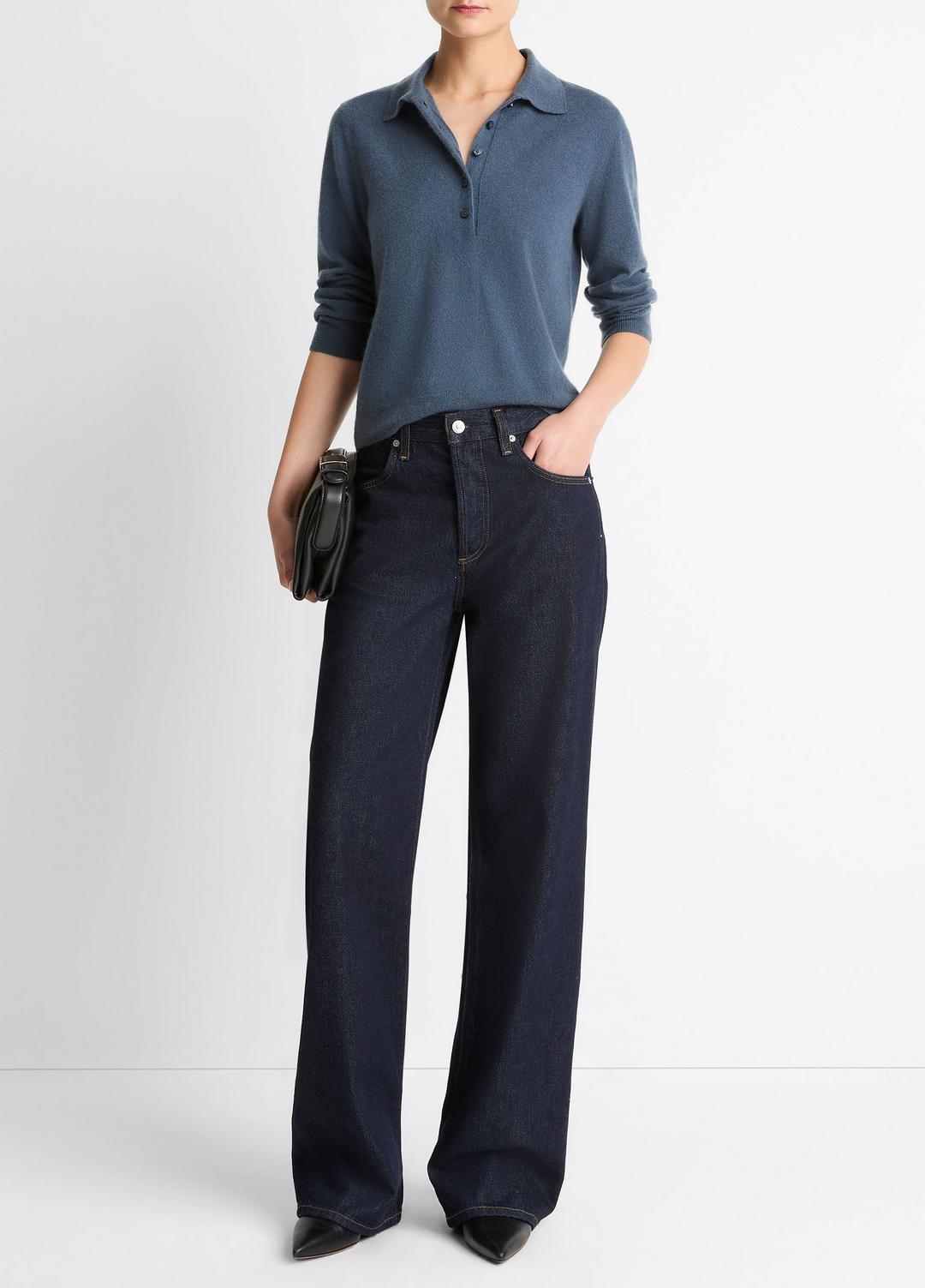 Cashmere-Silk Polo Sweater in Cashmere | Vince on sale