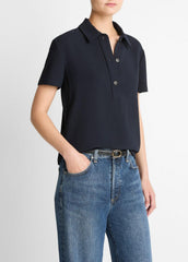 Crepe Polo Shirt in Short Sleeve | Vince Online