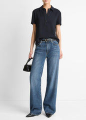 Crepe Polo Shirt in Short Sleeve | Vince Online