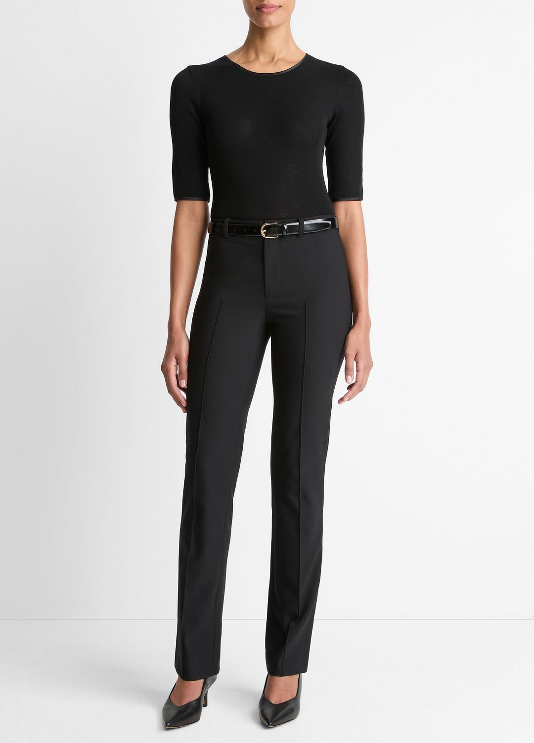 Satin-Trim Wool Elbow-Sleeve T-Shirt in Short Sleeve | Vince sale
