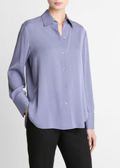 Stretch-Silk Button-Front Blouse in Long Sleeve | Vince for sale