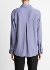 Stretch-Silk Button-Front Blouse in Long Sleeve | Vince for sale
